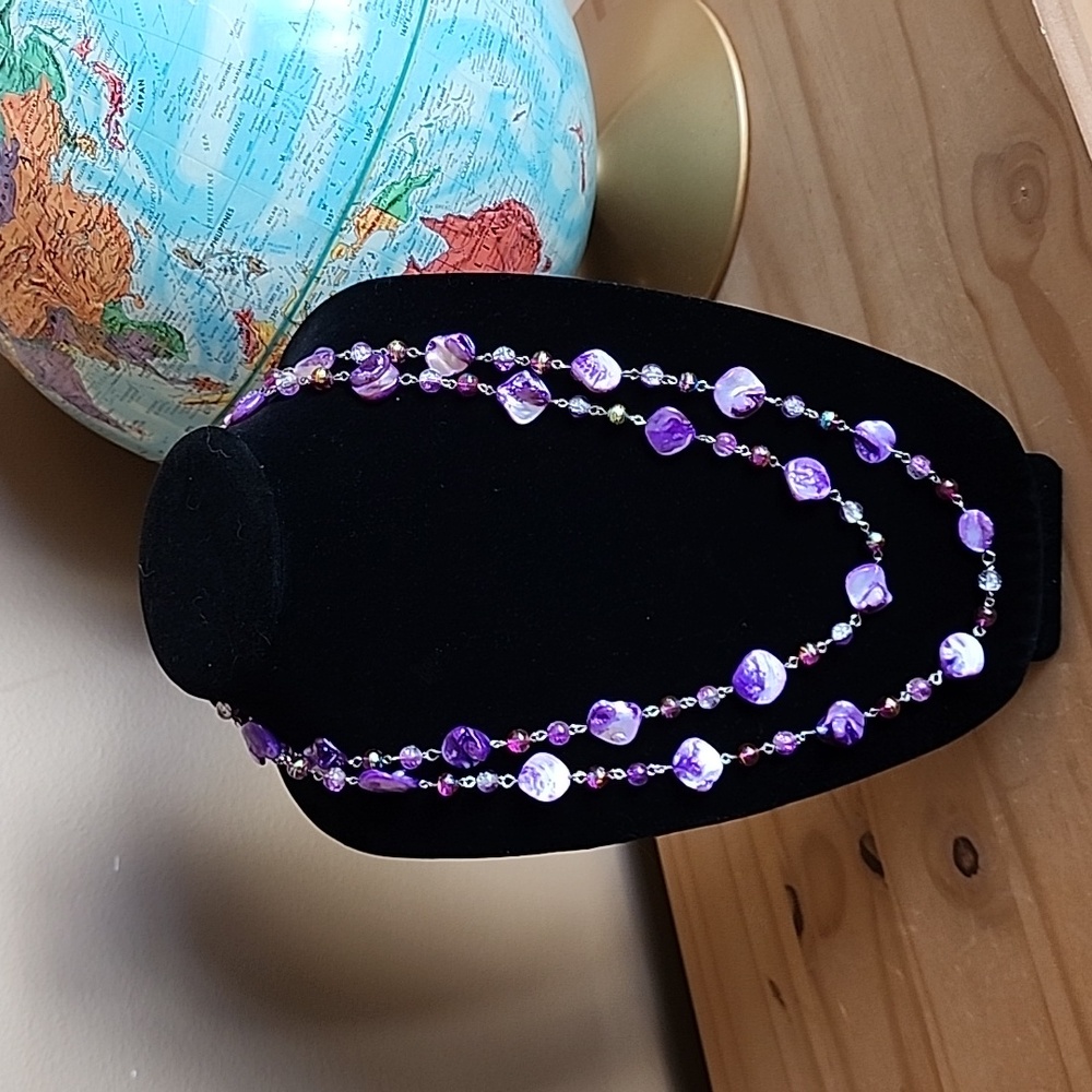 Beautiful long beaded purple necklace